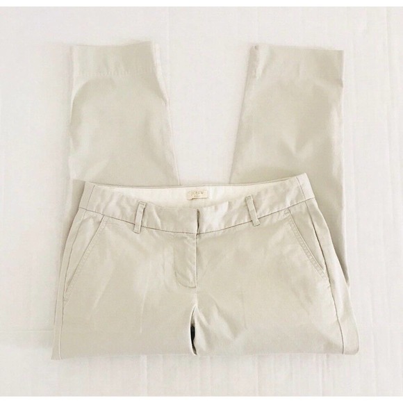 J Crew | Petite Skimmer Pants Size 2 Beige Ankle Crop Cotton Stretch - Picture 4 of 8